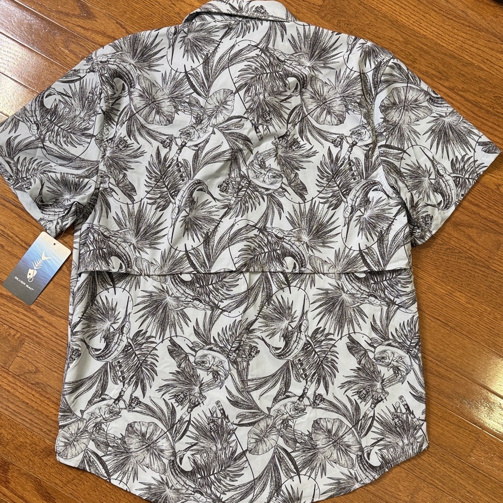 SILVER BAIT MEN’S OUTDOORS FISHING VENTILATED PRINT SHIRT BOTTON DOWN - Picture 5 of 7